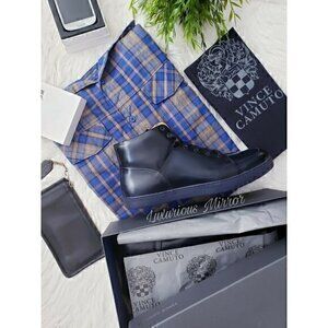 Vince Camuto Mens VM-Gidean Navy Hilton Leather Chukka Boots Size 10 NEW